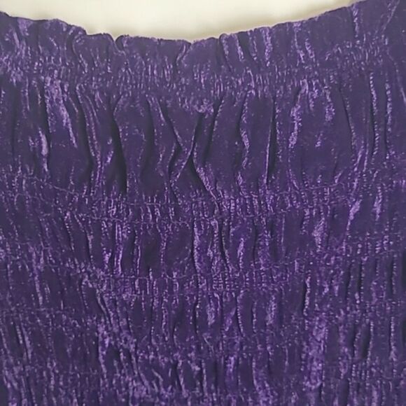 Maurices Purple Velvet Smocked Crop-top, Long Blouson Sleeves, Size Large - Picture 5 of 8